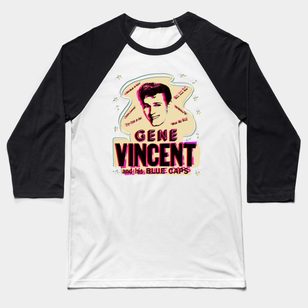 Gene Vincent Baseball T-Shirt by HAPPY TRIP PRESS
